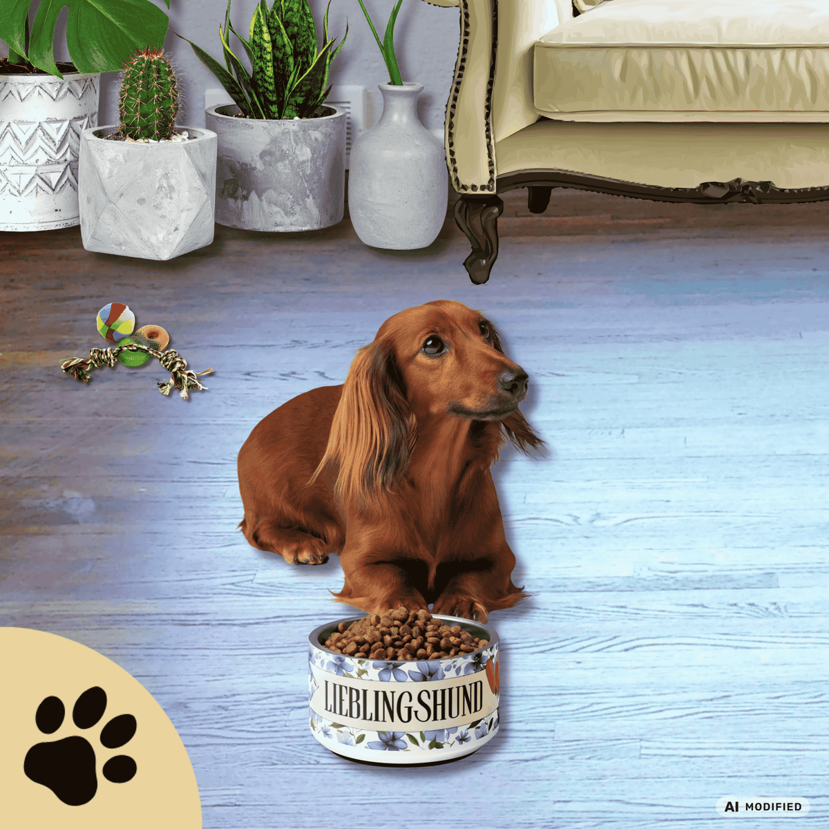 Hundenapf Edelstahl 530ml – LIEBLINGSHUND | Futternapf für Hunde | Rutschfest - Sunbeamstore