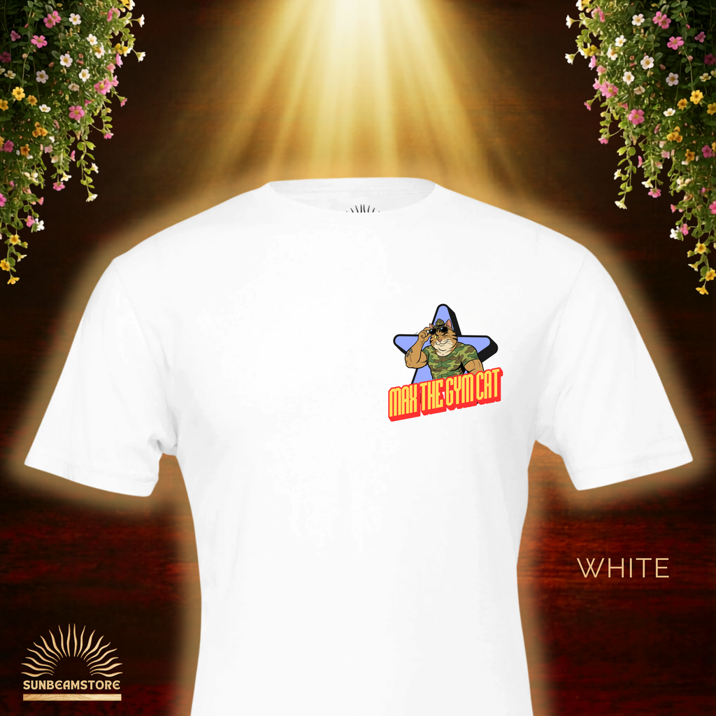 Max the Gym Cat I  – Lustiges Katzen Fitness T-Shirt I Comic Katzen Shirt mit Rückenprint für Gym-Fans und Katzenliebhaber - Premium Unisex Crewneck T-shirt | Bella + Canvas 3001