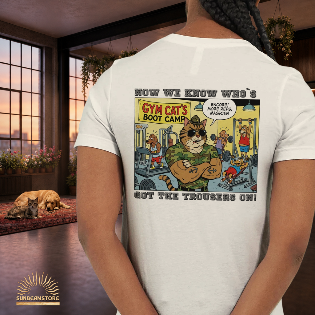 Max the Gym Cat I  – Lustiges Katzen Fitness T-Shirt I Comic Katzen Shirt mit Rückenprint für Gym-Fans und Katzenliebhaber - Premium Unisex Crewneck T-shirt | Bella + Canvas 3001
