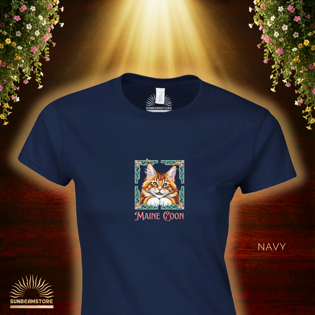 Maine Coon Katzen T-Shirt Damen | Cat Lover Shirt | Geschenk für Katzenliebhaber | Maine Coon Cat Shirt
