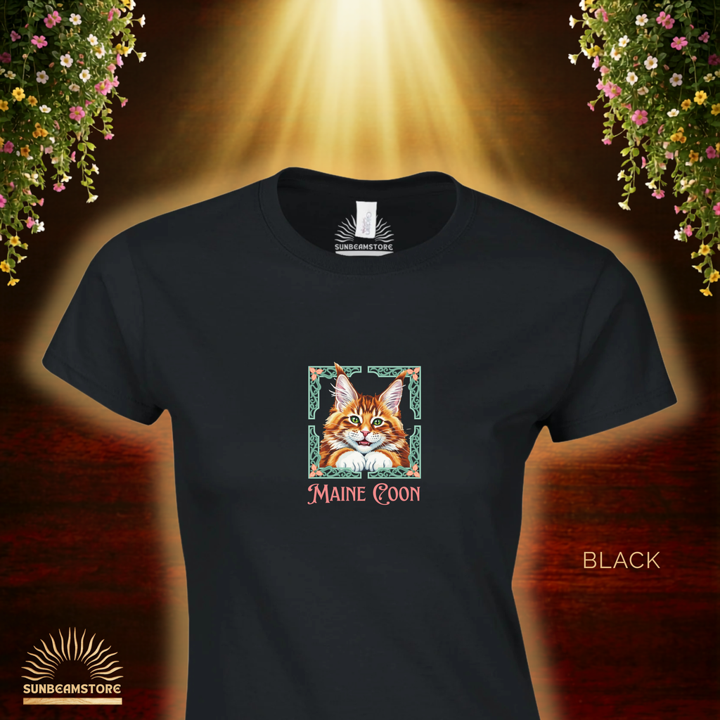 Maine Coon Katzen T-Shirt Damen | Cat Lover Shirt | Geschenk für Katzenliebhaber | Maine Coon Cat Shirt