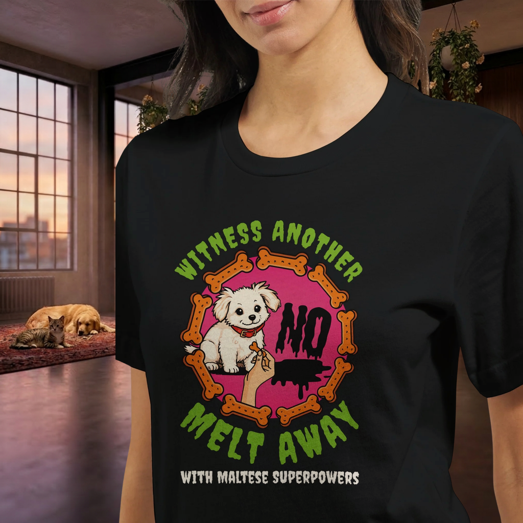 Malteser Hund T-Shirt – Lustiges Hundeshirt „Melt Away“ | Süßes Dog Lover Shirt UnisexPremium Unisex Crewneck T-shirt | Bella + Canvas 3001