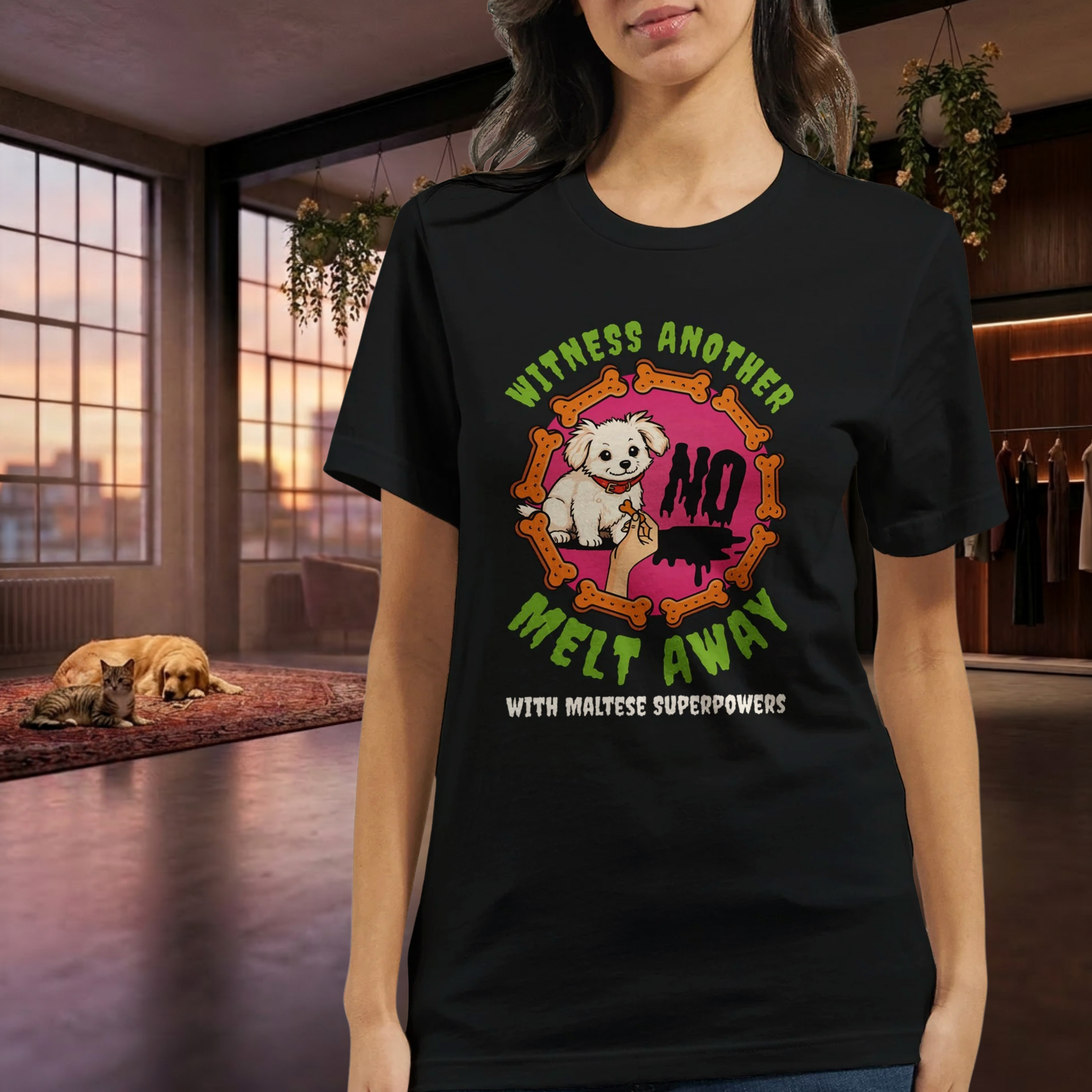 Malteser Hund T-Shirt – Lustiges Hundeshirt „Melt Away“ | Süßes Dog Lover Shirt UnisexPremium Unisex Crewneck T-shirt | Bella + Canvas 3001