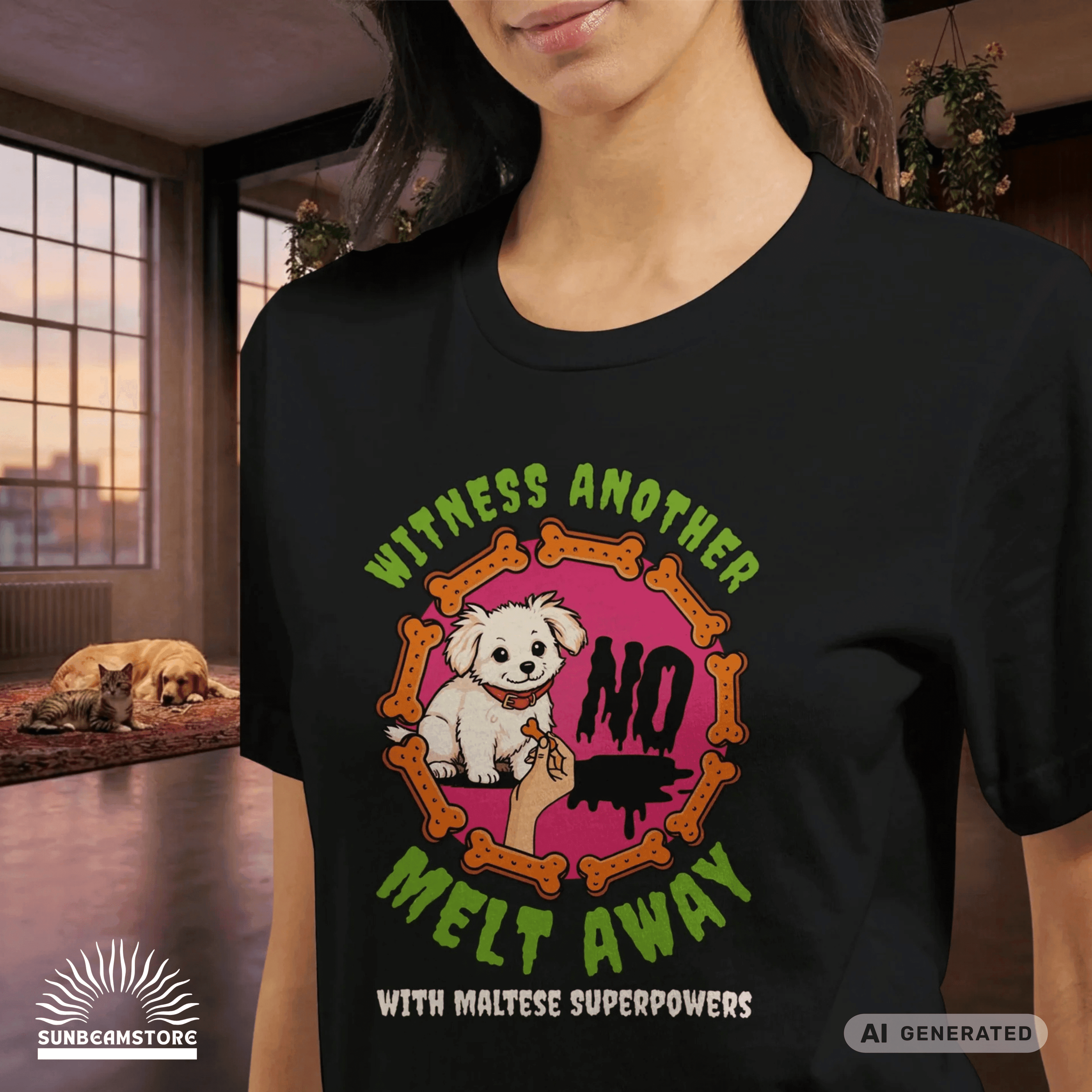 Malteser Hund T-Shirt – Lustiges Hundeshirt „Melt Away“ | Süßes Dog Lover Shirt UnisexPremium Unisex Crewneck T-shirt | Bella + Canvas 3001 - Sunbeamstore