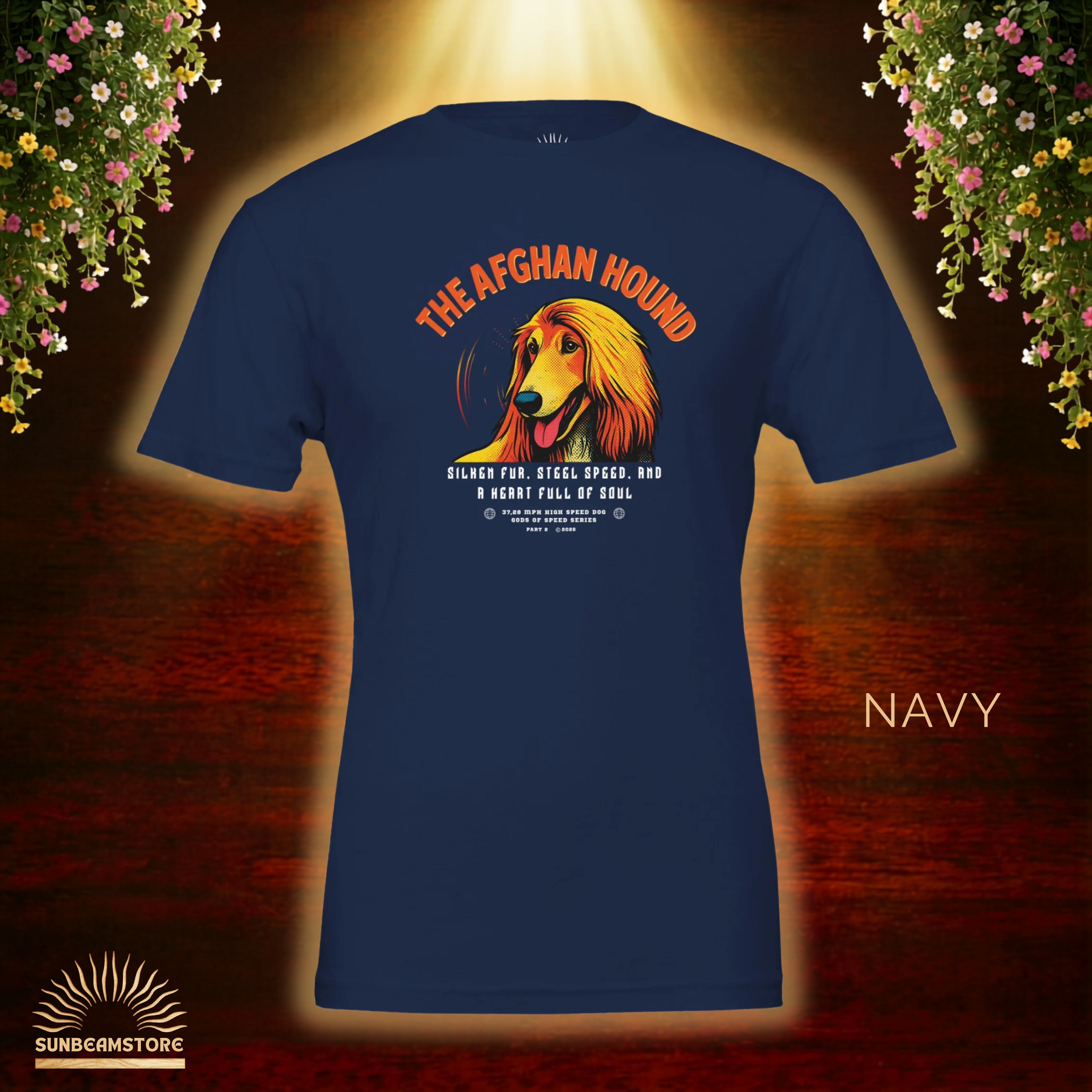 Afghanischer Windhund T-Shirt – Gods of Speed Series Part 2- Silken Fur, Steel Speed and a Heart Full of Soul | Elegantes Afghan Hound Motiv für Windhund-Liebhaber | Unisex Premium T-Shirt Bella + Canvas 3001