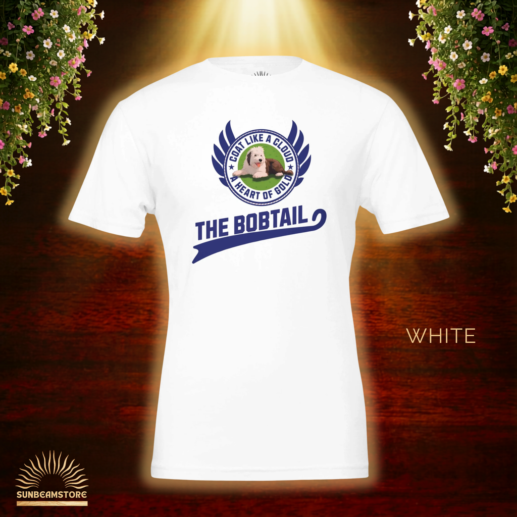 Old English Sheepdog Shirt – Bobtail Dog T-Shirt “Coat Like a Cloud, A Heart of Gold” – Geschenk für Hundeliebhaber – Unisex Bella Canvas 3001 Tee Premium Unisex Crewneck T-shirt