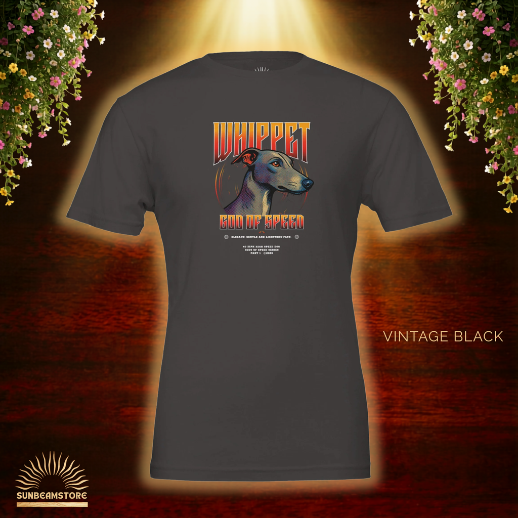 Whippet T-Shirt – Gods of Speed Series Part 1, Windhund Shirt, Whippet Geschenk, Elegantes Hundemotiv, Sighthound Shirt für Whippet Liebhaber Premium Unisex Crewneck T-shirt | Bella + Canvas 3001
