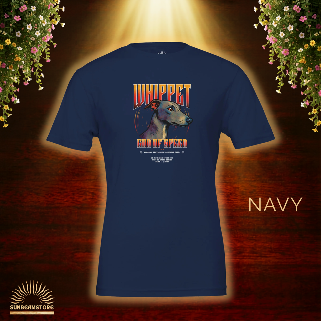 Whippet T-Shirt – Gods of Speed Series Part 1, Windhund Shirt, Whippet Geschenk, Elegantes Hundemotiv, Sighthound Shirt für Whippet Liebhaber Premium Unisex Crewneck T-shirt | Bella + Canvas 3001