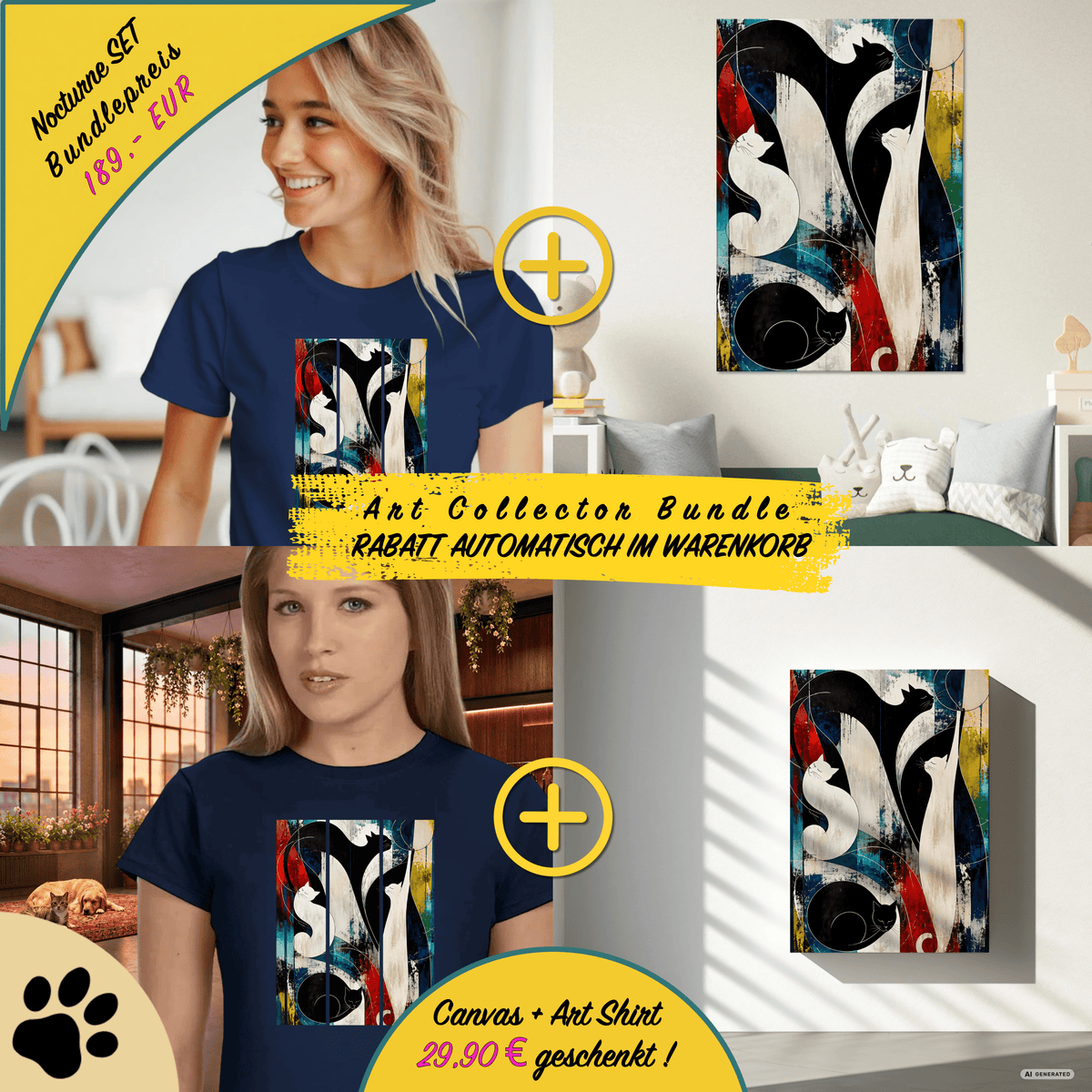 Nocturne for Four Cats – Art Edition T-Shirt - Sunbeamstore