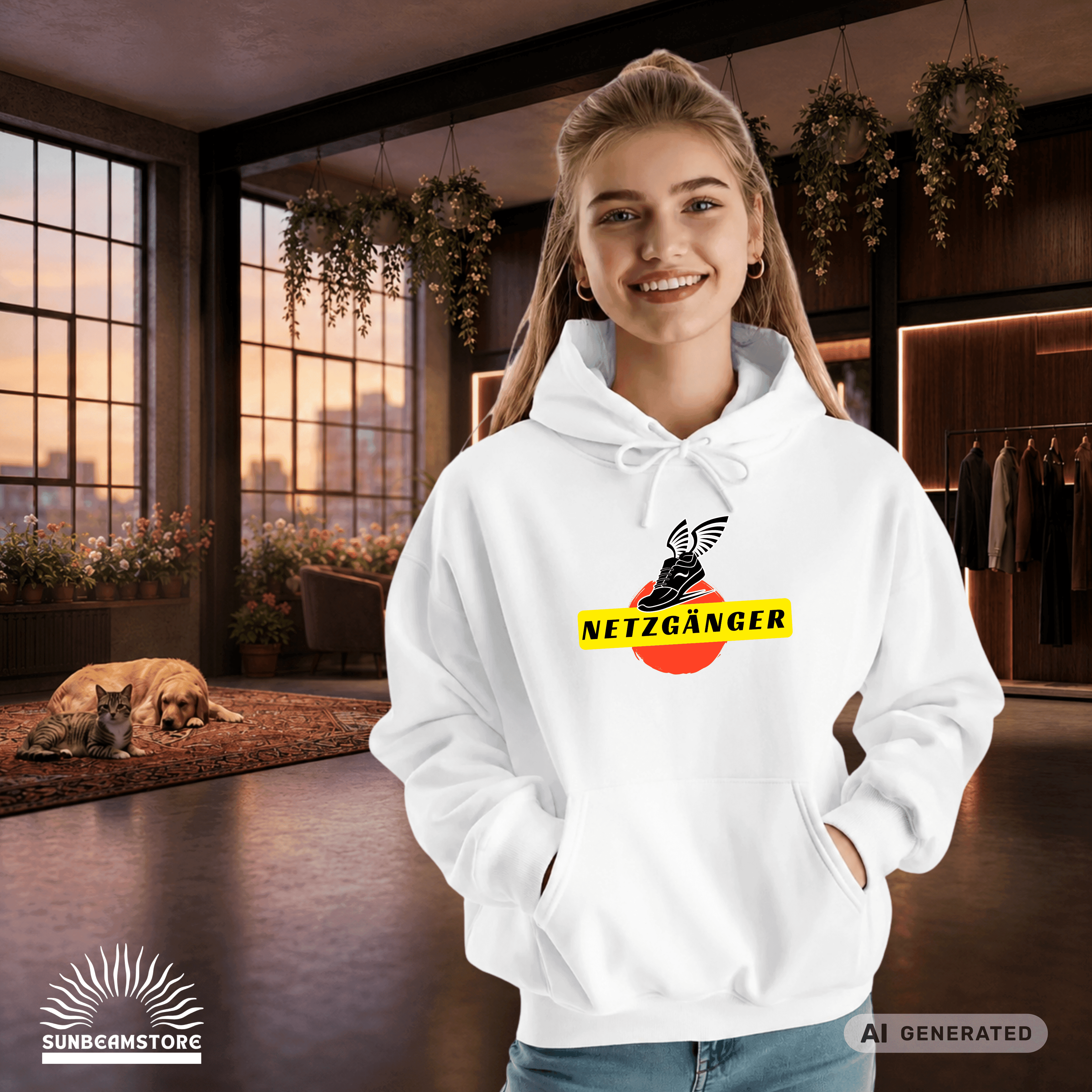 Netzgänger mehrfarbiger Premium Unisex Pullover Hoodie | JustHoods JH001 - Sunbeamstore