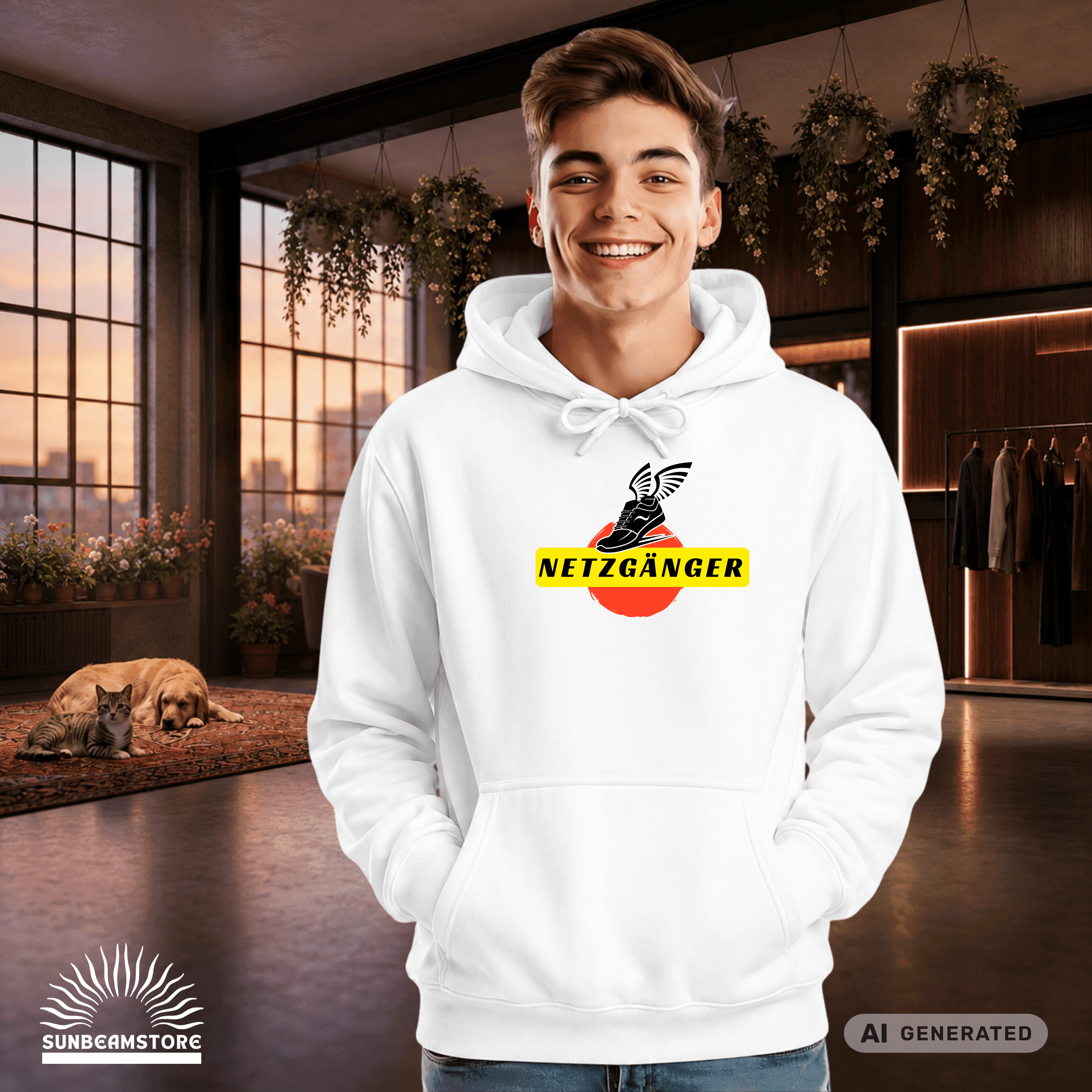Netzgänger mehrfarbiger Premium Unisex Pullover Hoodie | JustHoods JH001 - Sunbeamstore