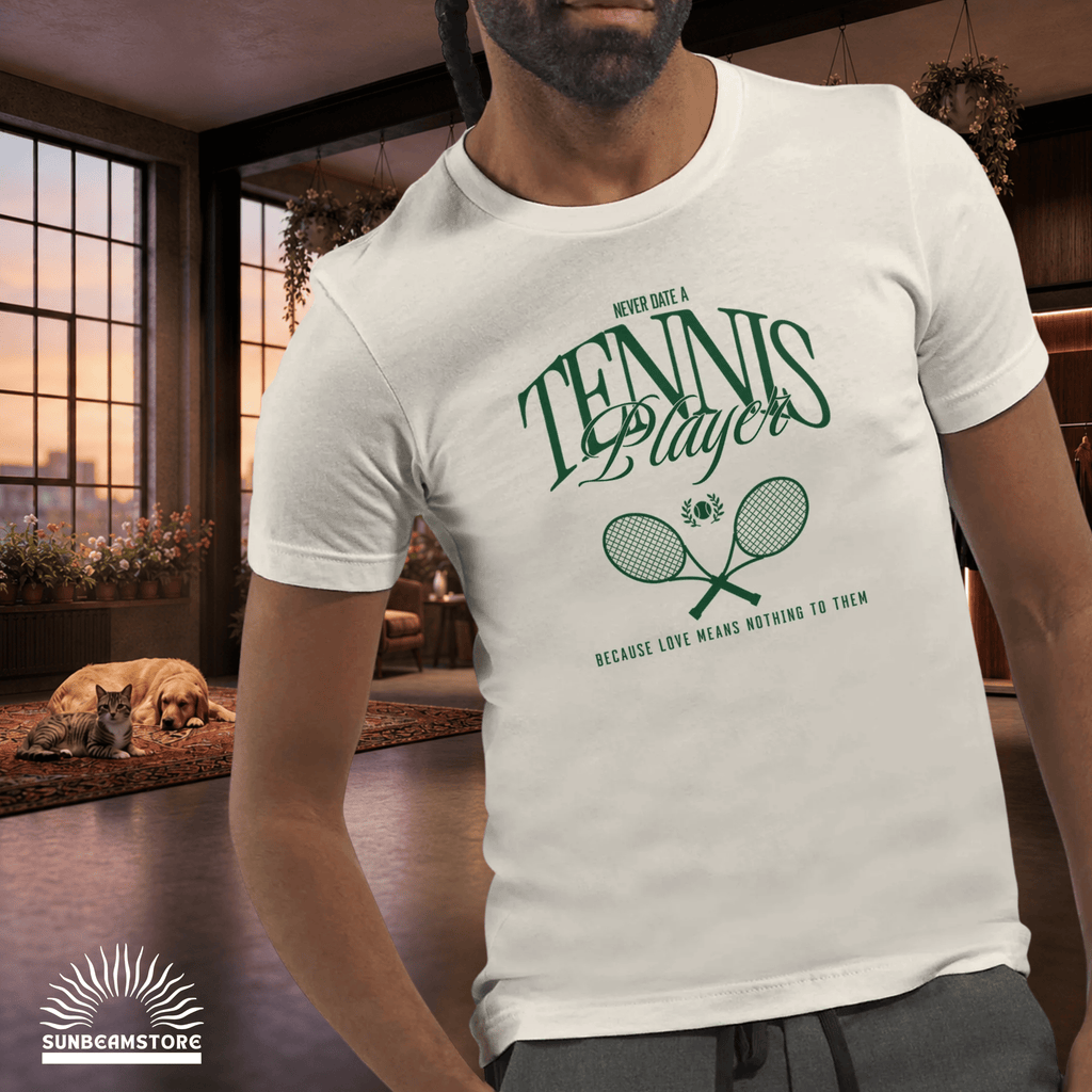 Never Date A Tennis Player T-Shirt – Lustiges Tennis Shirt für Damen & Herren | Bella+Canvas 3001 Premium Unisex Crewneck T-shirt | - Sunbeamstore