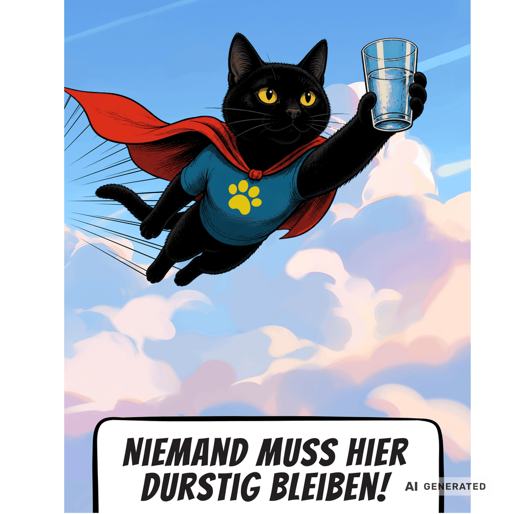 🦸🐱 Katzen Trinkflasche "Niemand muss hier durstig bleiben!" | Edelstahl Isolierflasche 500 ml | Geschenk für Katzenfans - Sunbeamstore