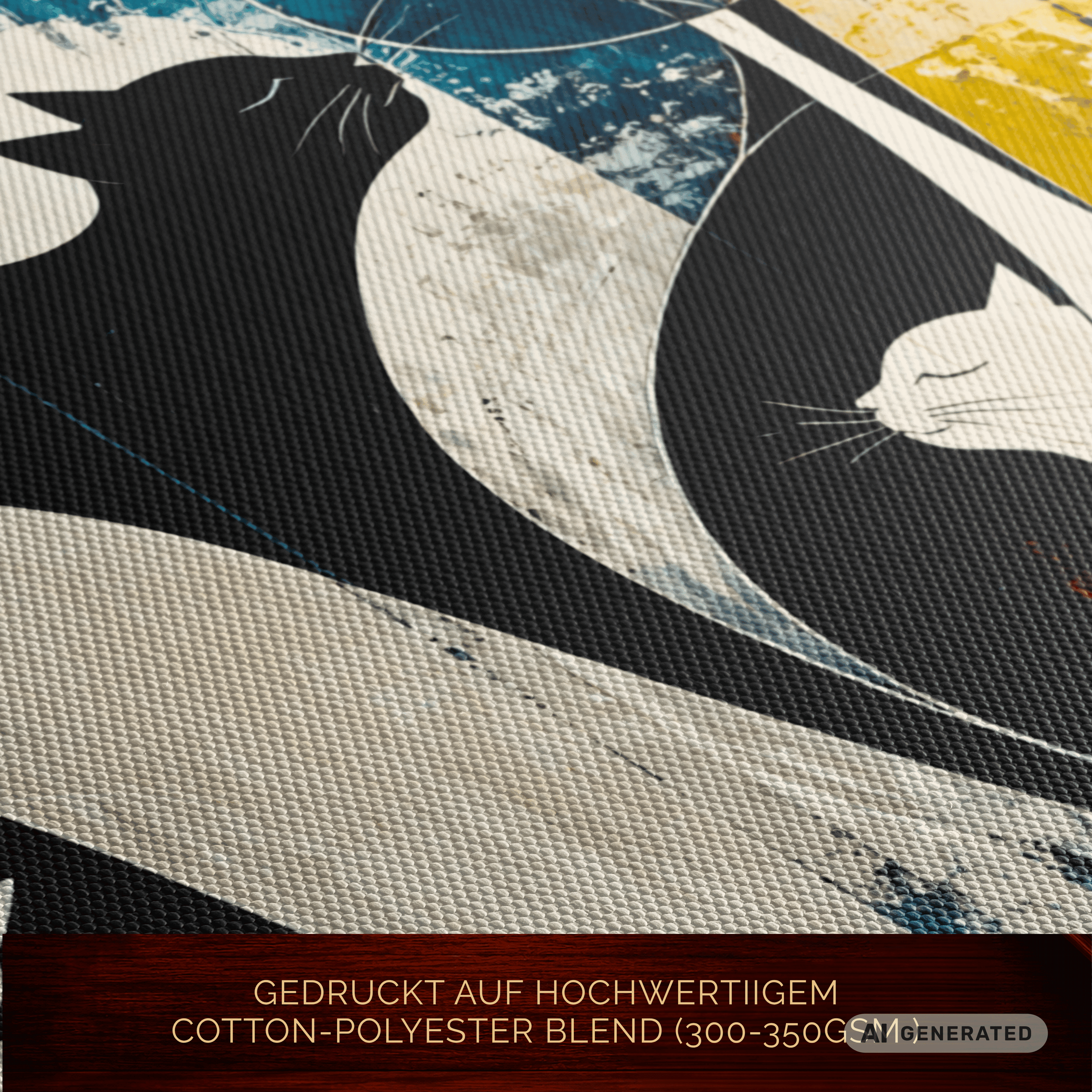 Nocturne for Four Cats – Modernes Katzenbild auf Leinwand 70 x 100 cm | Abstrakte Katzenkunst in kräftigen Farben I Canvas 70x100 cm / 28x40″ - Sunbeamstore