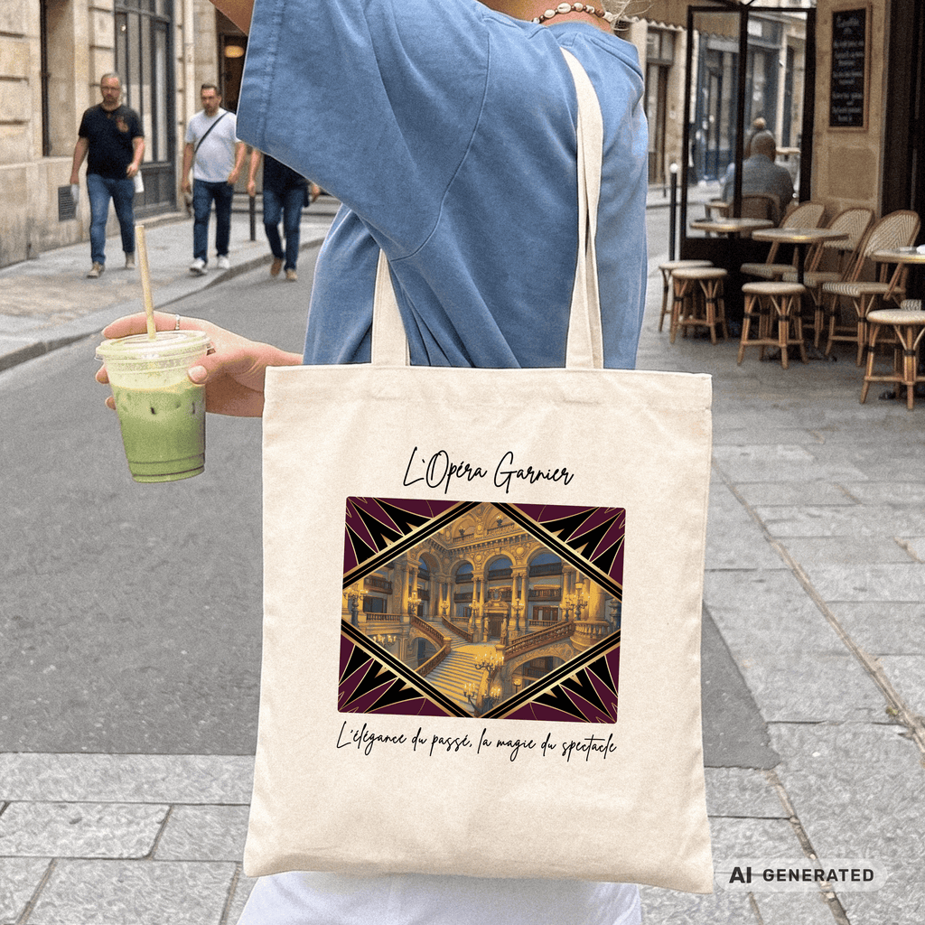 Stofftasche Paris Oper – Opéra Garnier Kunstmotiv, eleganter Jutebeutel, Architektur Tote Bag - Sunbeamstore