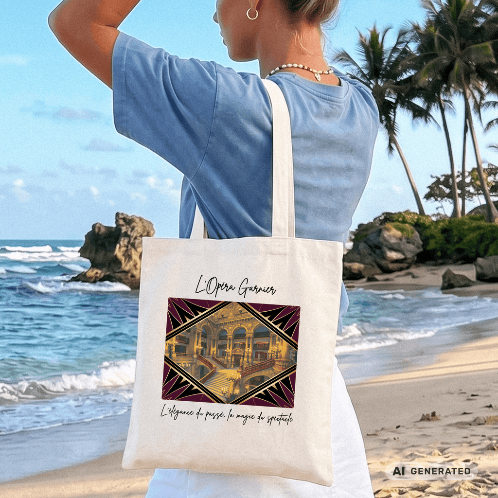 Stofftasche Paris Oper – Opéra Garnier Kunstmotiv, eleganter Jutebeutel, Architektur Tote Bag - Sunbeamstore