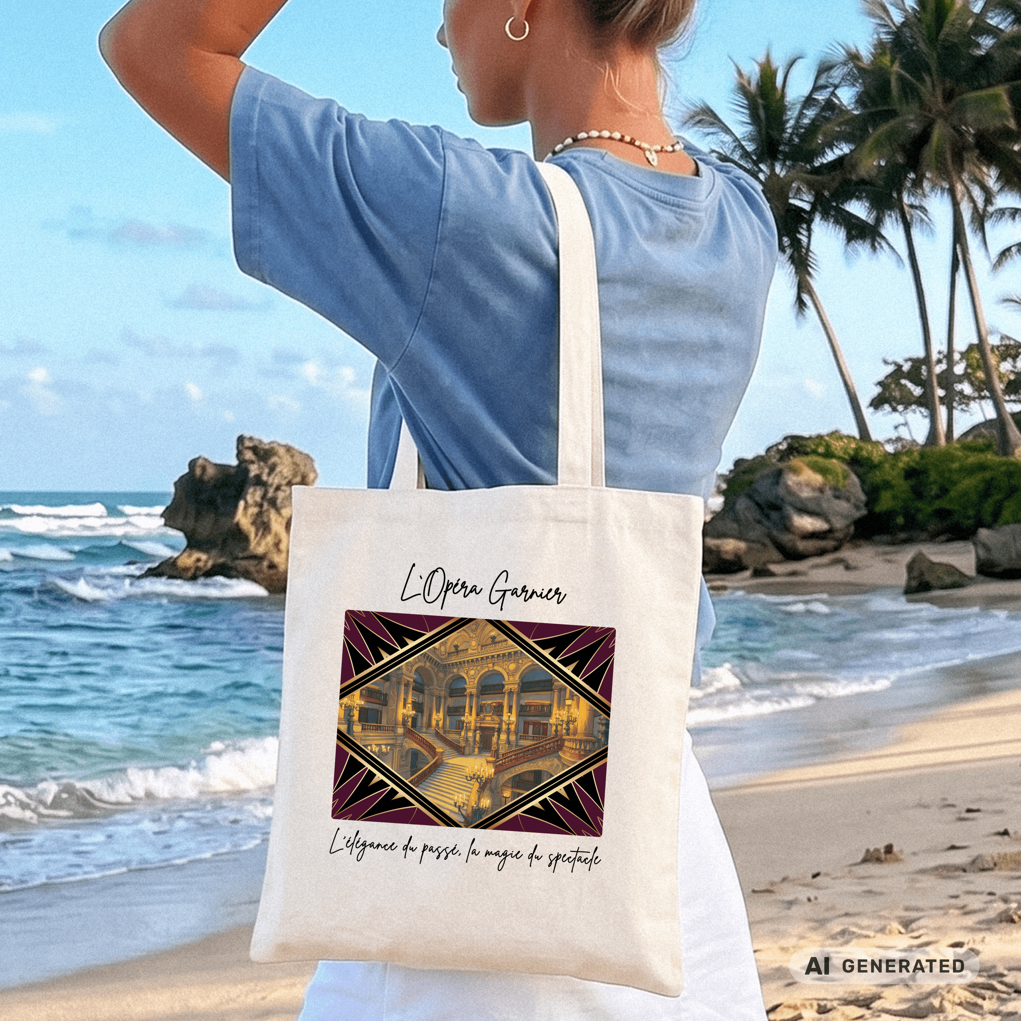 Stofftasche Paris Oper – Opéra Garnier Kunstmotiv, eleganter Jutebeutel, Architektur Tote Bag - Sunbeamstore