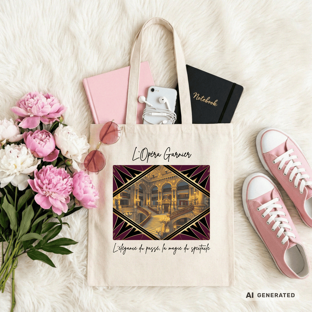 Stofftasche Paris Oper – Opéra Garnier Kunstmotiv, eleganter Jutebeutel, Architektur Tote Bag - Sunbeamstore