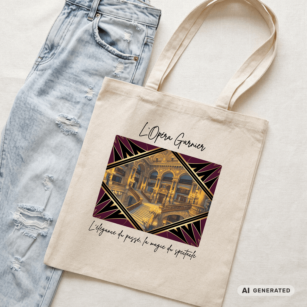 Stofftasche Paris Oper – Opéra Garnier Kunstmotiv, eleganter Jutebeutel, Architektur Tote Bag - Sunbeamstore