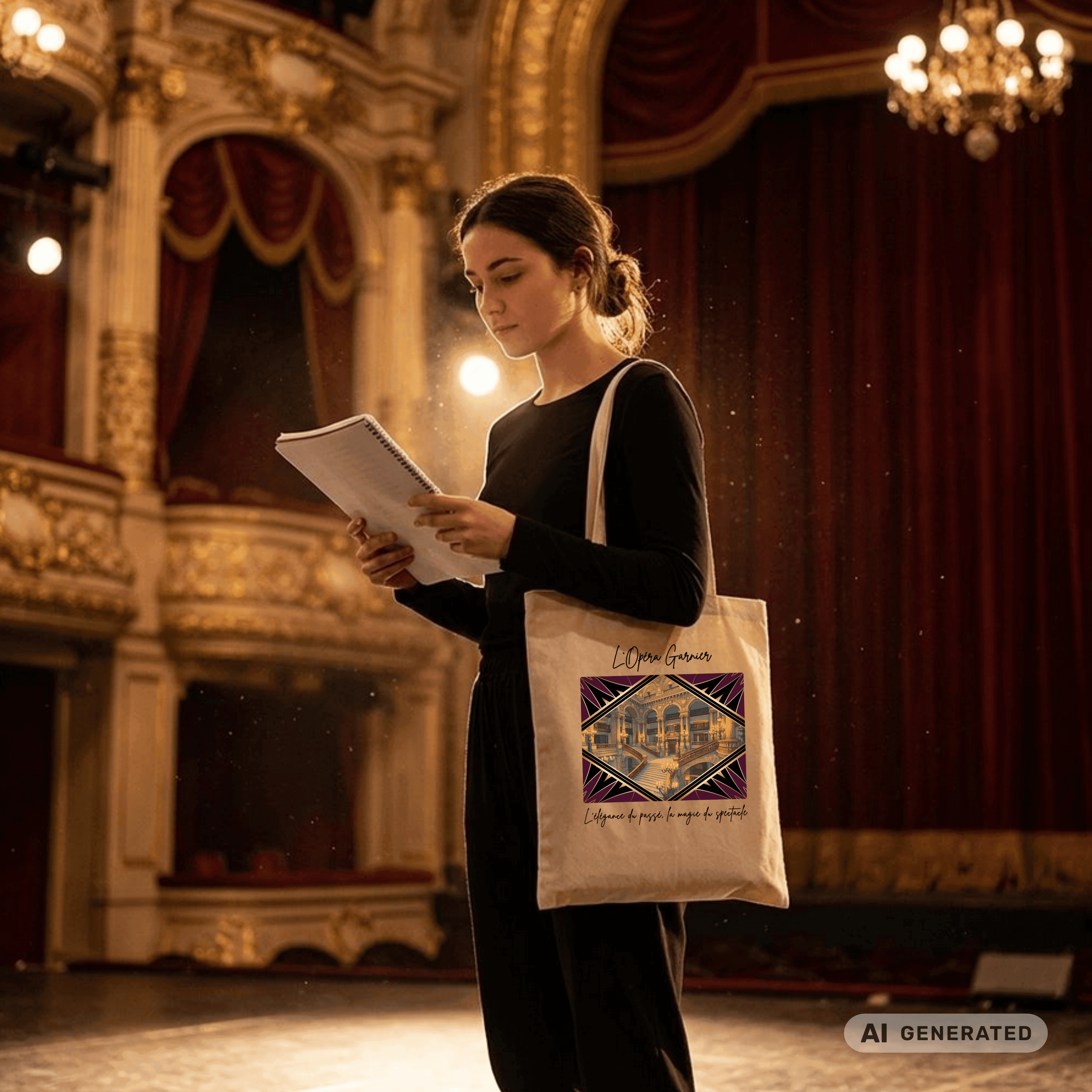 Stofftasche Paris Oper – Opéra Garnier Kunstmotiv, eleganter Jutebeutel, Architektur Tote Bag - Sunbeamstore