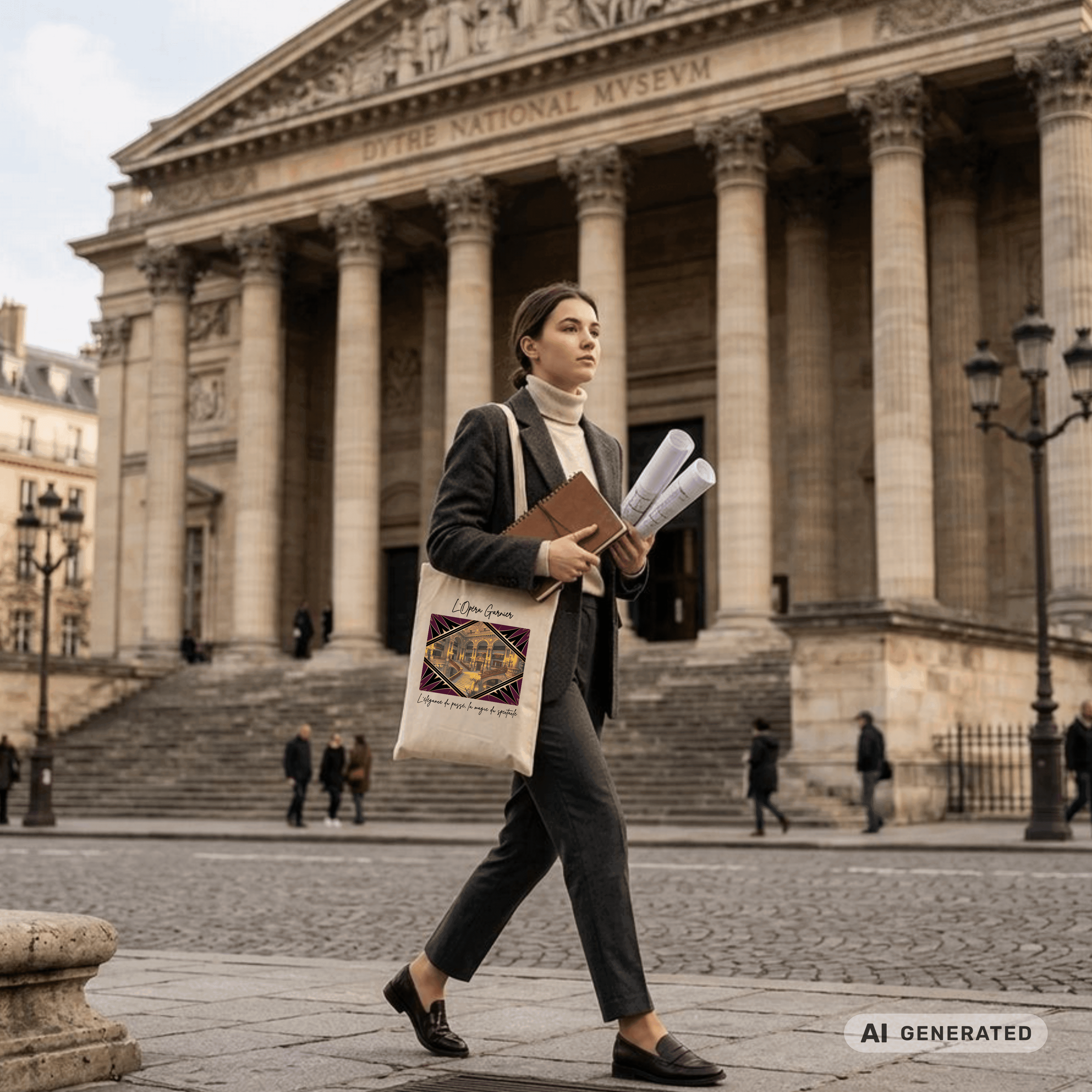 Stofftasche Paris Oper – Opéra Garnier Kunstmotiv, eleganter Jutebeutel, Architektur Tote Bag - Sunbeamstore