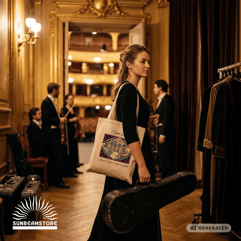 Stofftasche Paris Oper – Opéra Garnier Kunstmotiv, eleganter Jutebeutel, Architektur Tote Bag - Sunbeamstore