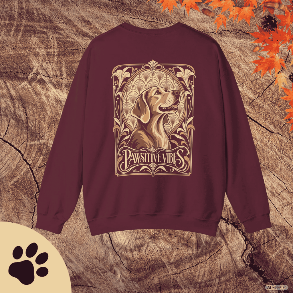 Pawsitive Vibes Sweatshirt – Art-Déco Hundepulli mit elegantem Hundemotiv - Sunbeamstore