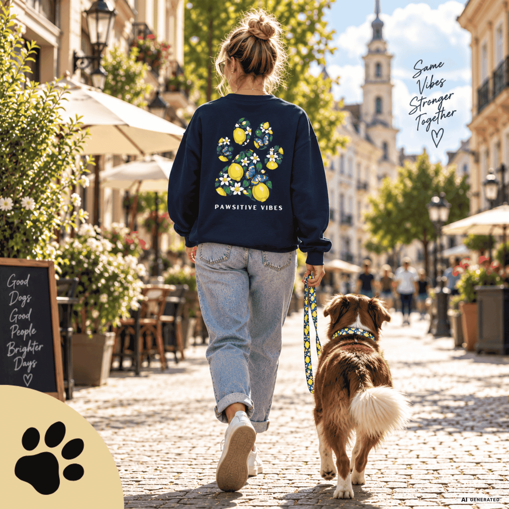 Pawsitive Vibes Sweatshirt – Floral Lemon Hundepulli mit Pfotenprint - Sunbeamstore