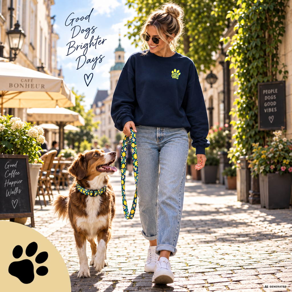 Pawsitive Vibes Sweatshirt – Floral Lemon Hundepulli mit Pfotenprint - Sunbeamstore