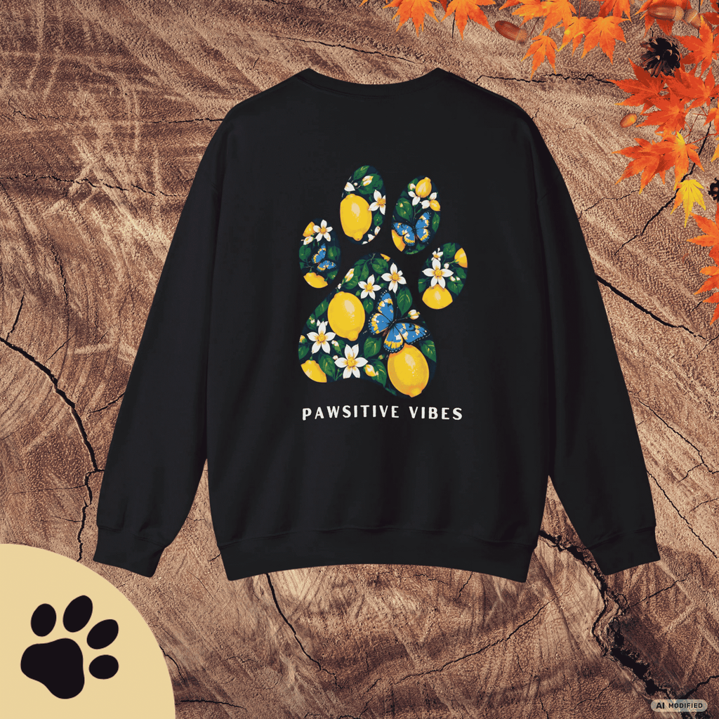 Pawsitive Vibes Sweatshirt – Floral Lemon Hundepulli mit Pfotenprint - Sunbeamstore