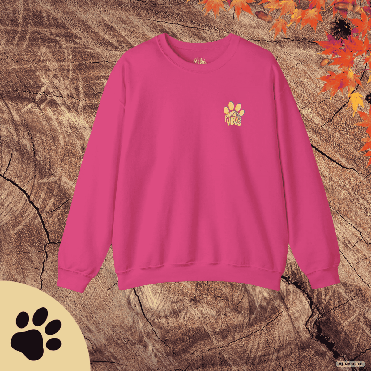 Pawsitive Vibes Sweatshirt – Floral Lemon Hundepulli mit Pfotenprint - Sunbeamstore