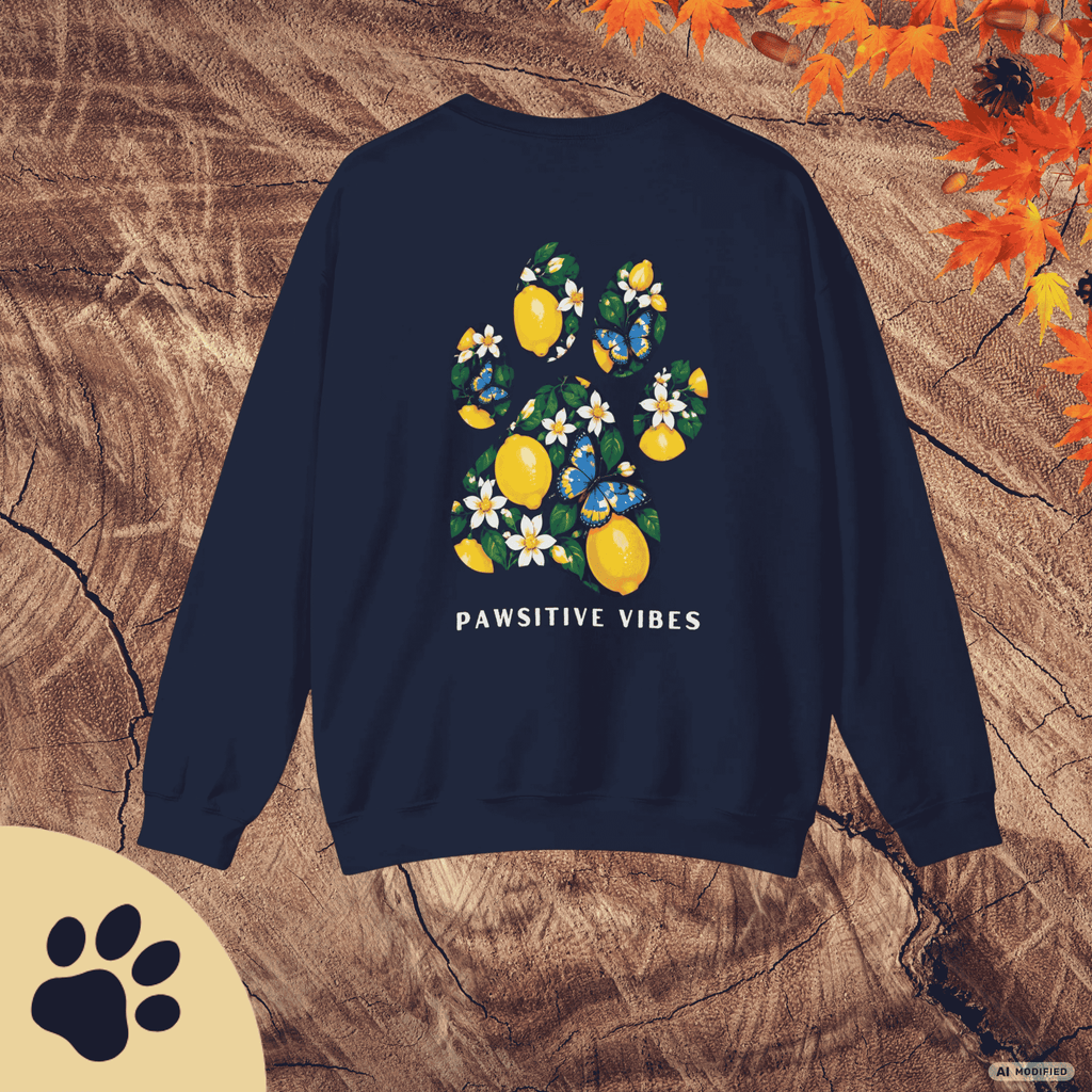 Pawsitive Vibes Sweatshirt – Floral Lemon Hundepulli mit Pfotenprint - Sunbeamstore