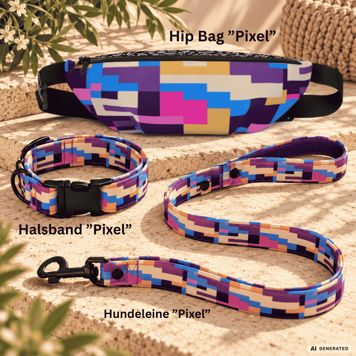 Design Hundehalsband "Pixel" - Gemustertes Halsband für Pixelfans - Sunbeamstore