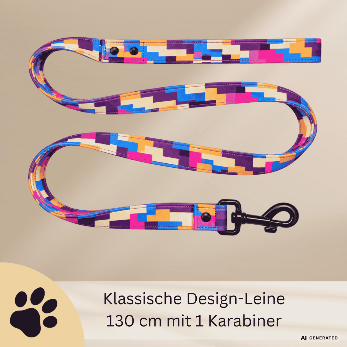 Hundeleine PIXEL - Farbenfrohe Design Hundeleine - Sunbeamstore