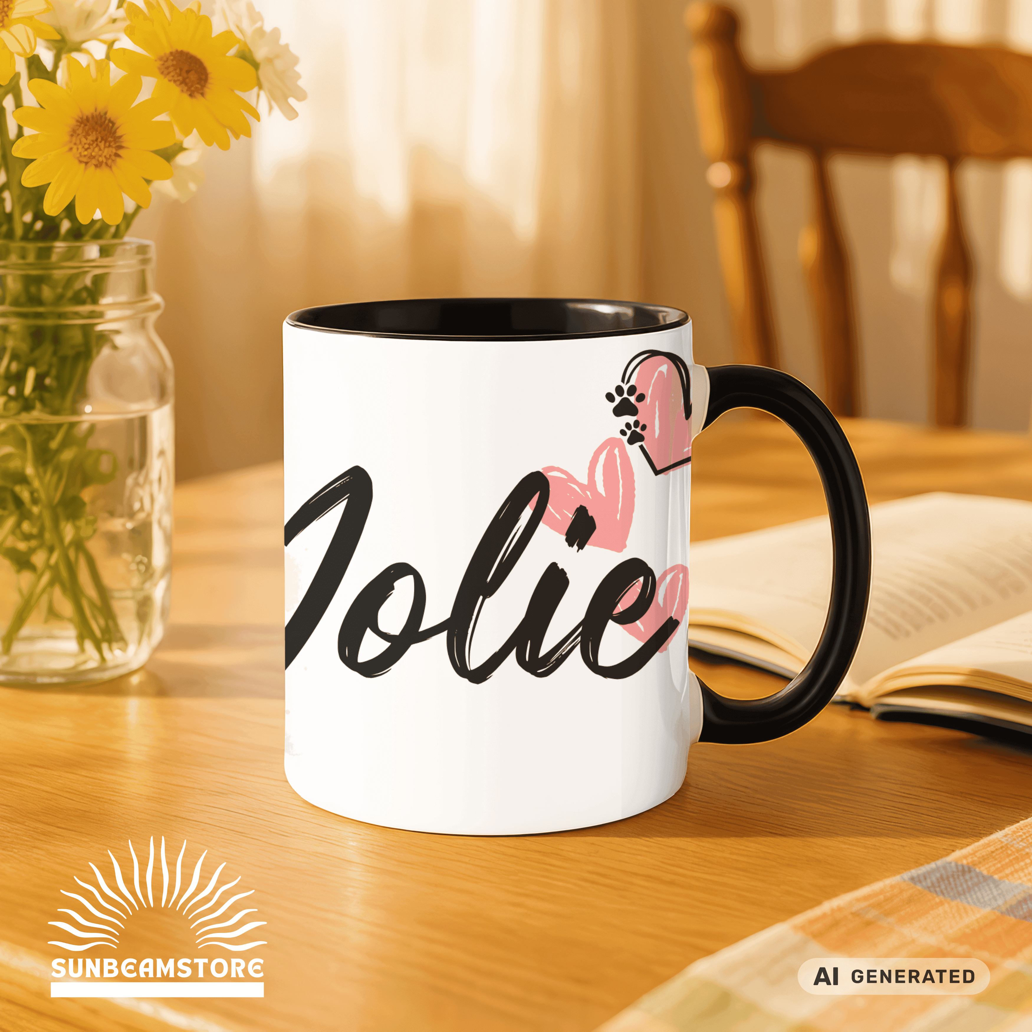 Personalisierte Pomeranian / Zwergspitz Tasse 11oz – Aquarell Hundemotiv mit Namen | Geschenk für Zwergspitz Besitzer | Keramiktasse mit Farbwahl - Sunbeamstore