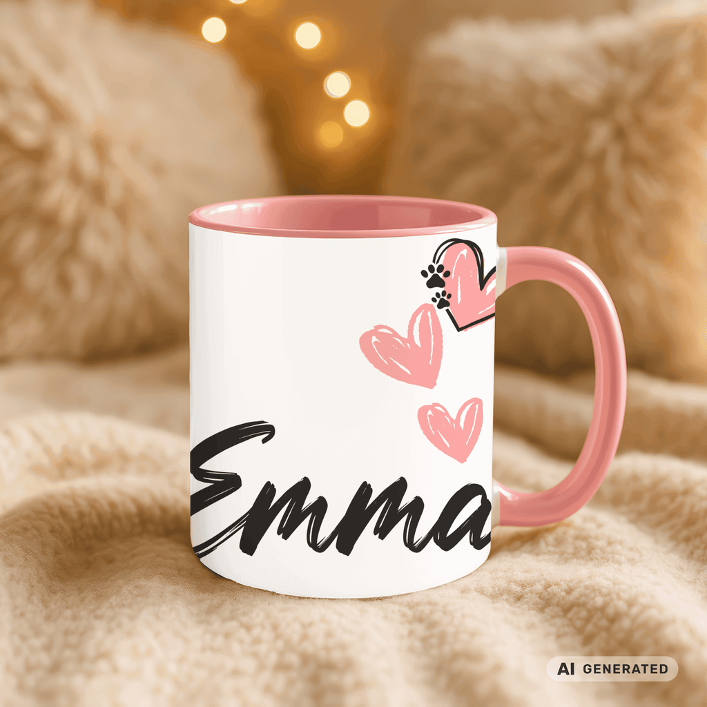 Personalisierte Pudel Tasse 11oz – Aquarell Hundemotiv mit Namen | Geschenk für Pudel Besitzer | Keramiktasse mit Farbwahl - Sunbeamstore