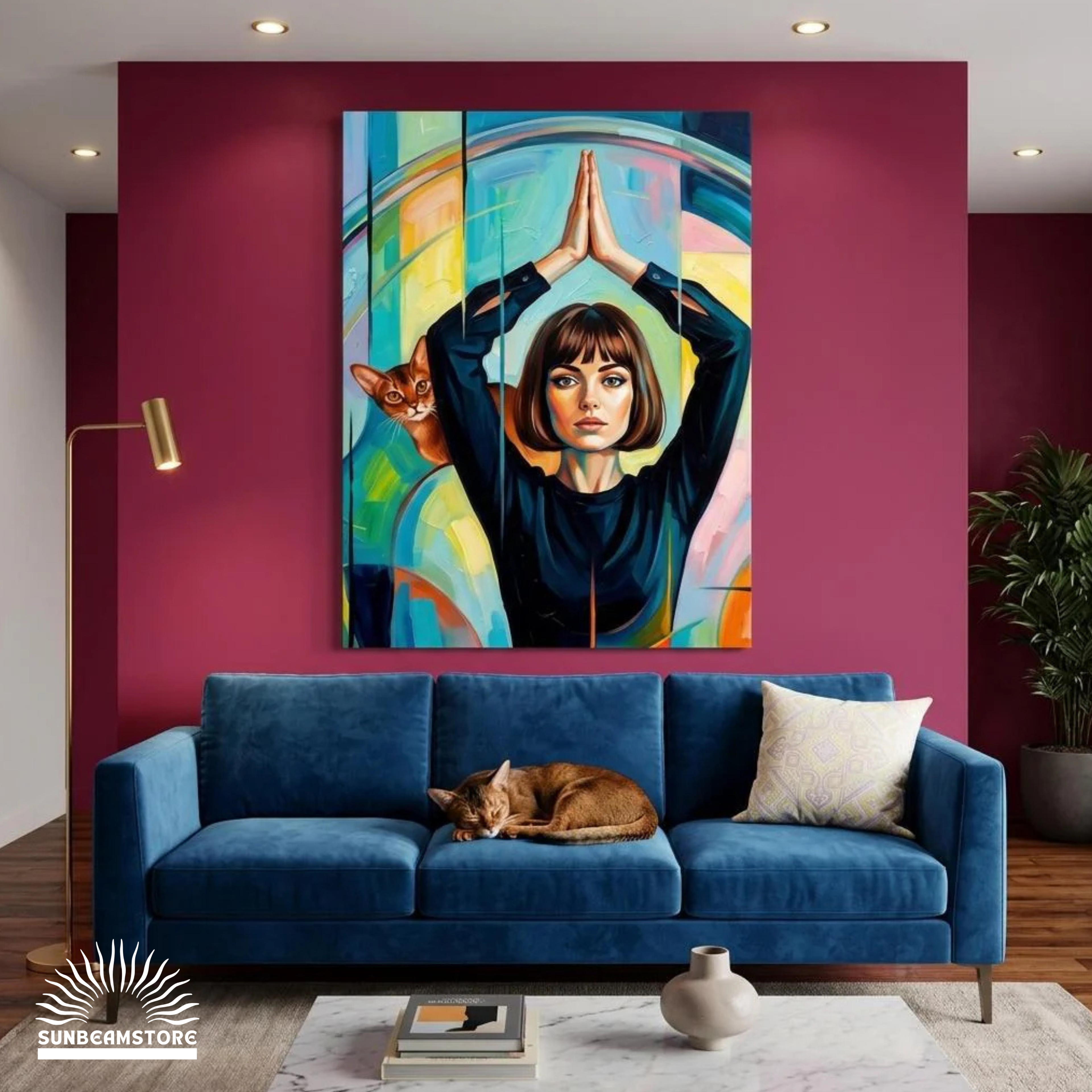 The Quiet Queens – Modernes Katzenbild auf Leinwand 70 x 100 cm | Elegante Wandkunst für Katzenliebhaber I Canvas 70x100 cm / 28x40″