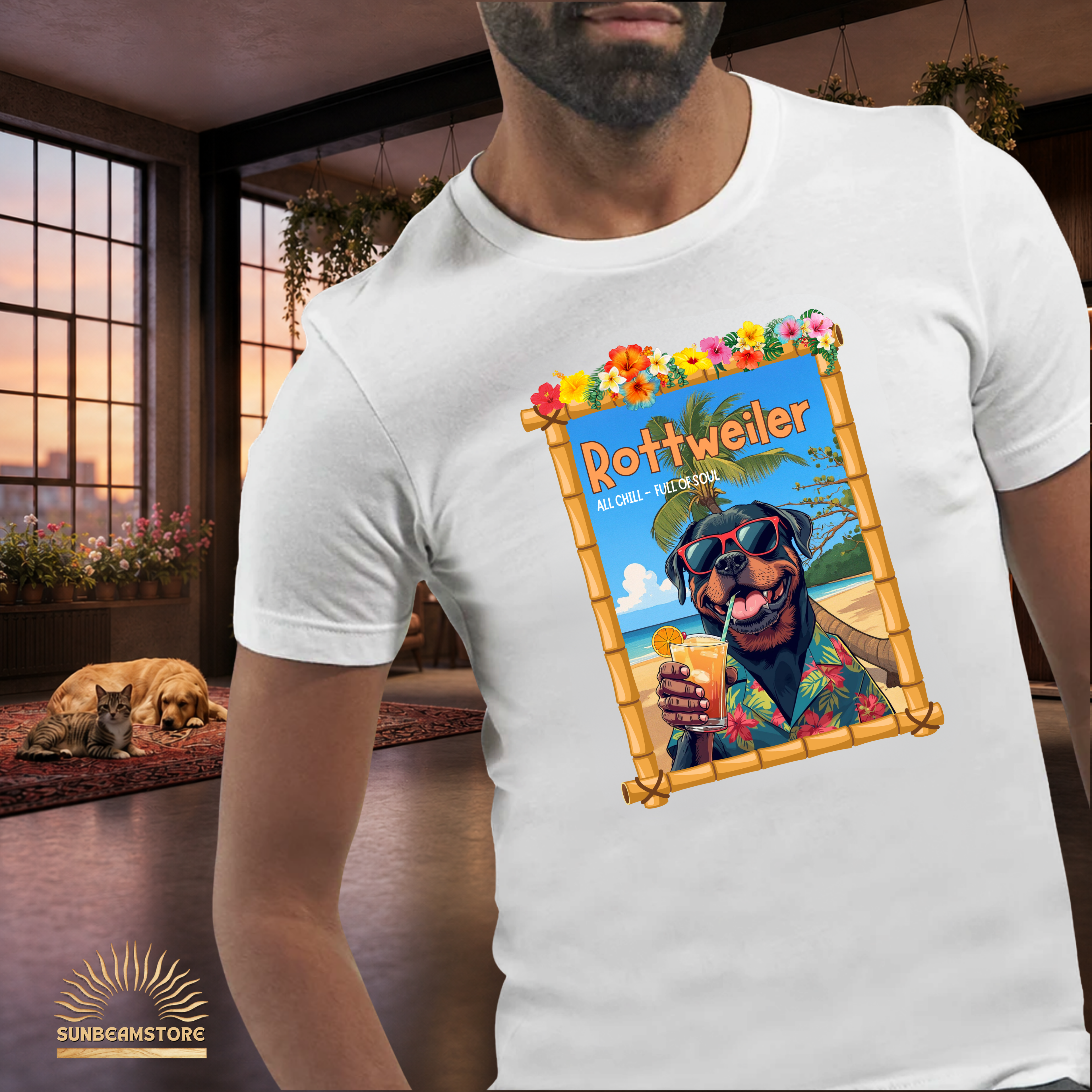 Lustiges Rottweiler T-Shirt – Cool Dog Lover Shirt mit Summer Vibes Unisex Premium Unisex Crewneck T-shirt | Bella + Canvas 3001