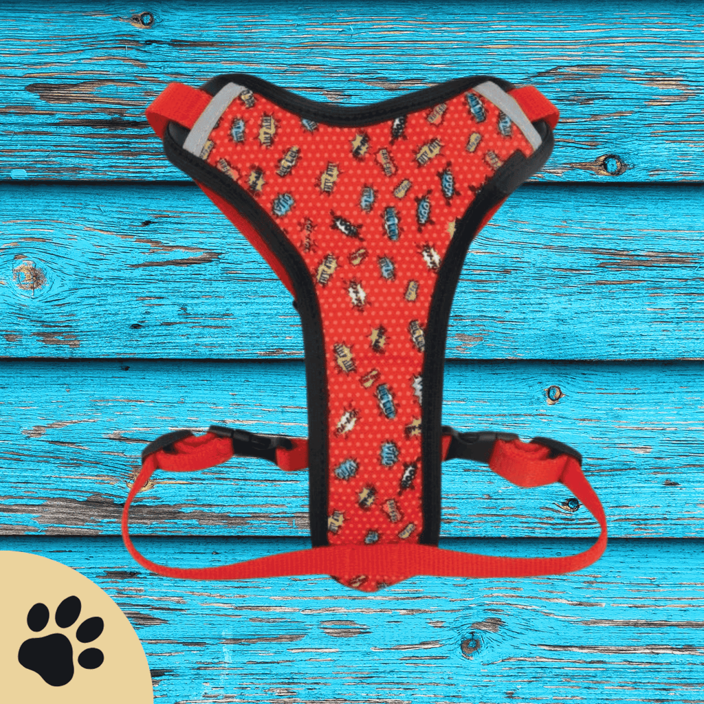 Druckentlastendes Hundegeschirr „Red Graffiti“ – Komfortabel & reflektierend - Sunbeamstore