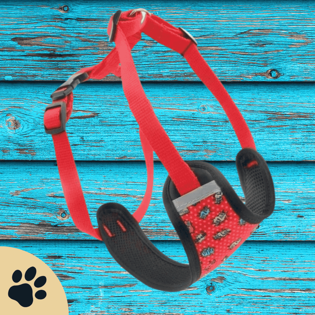 Druckentlastendes Hundegeschirr „Red Graffiti“ – Komfortabel & reflektierend - Sunbeamstore