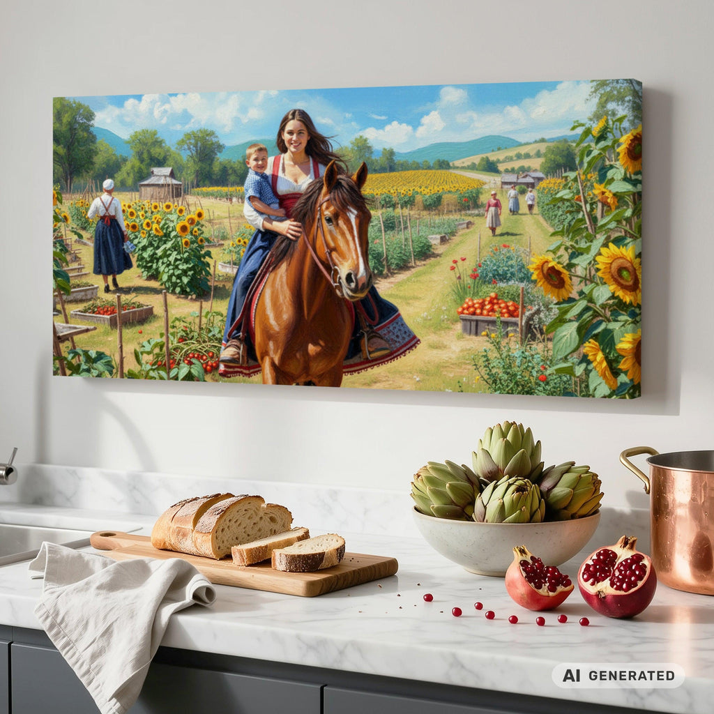 Ride through the cottage garden High-quality digital print on Canvas - Sunbeamstore