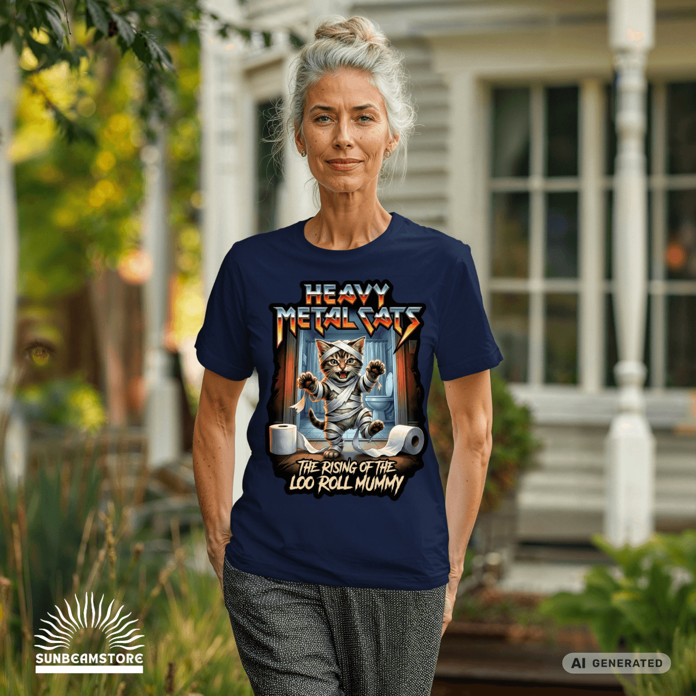 Heavy Metal Cats – The Rising of the Loo Roll Mummy T-Shirt | Funny Cat Metal Shirt | Gildan 64000 Unisex Tee - Sunbeamstore