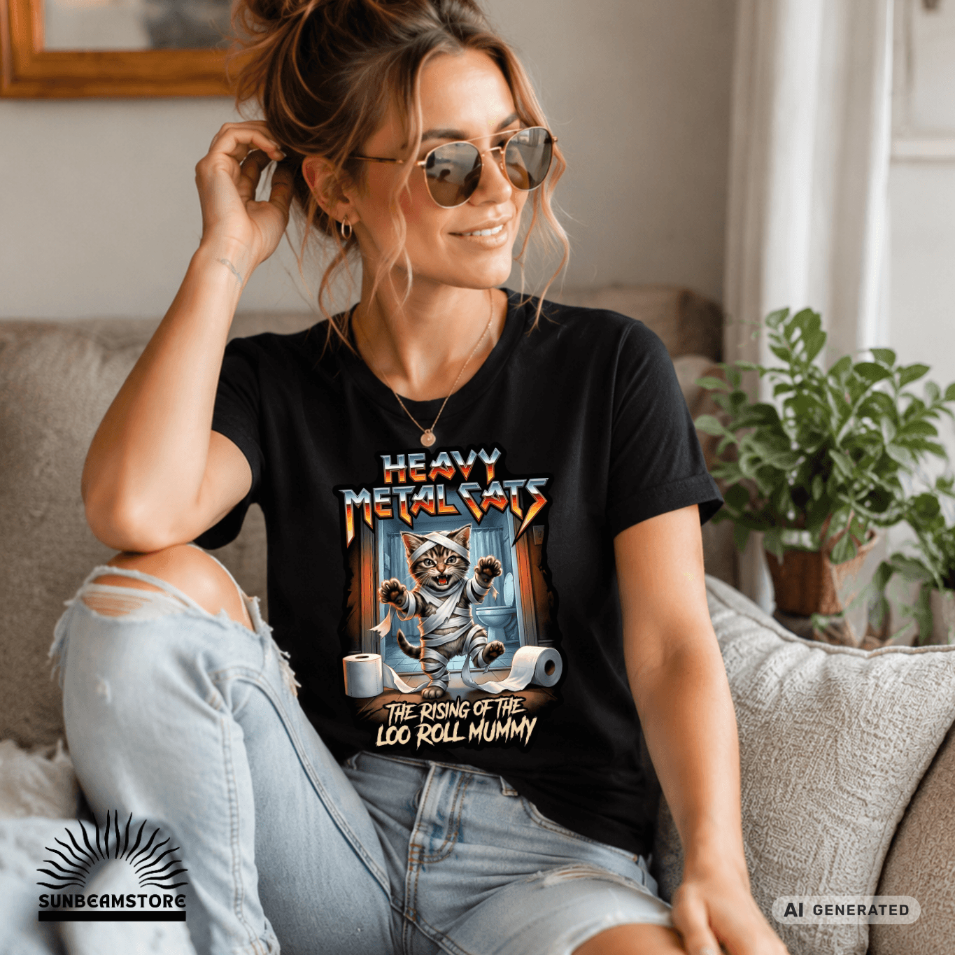 Heavy Metal Cats – The Rising of the Loo Roll Mummy T-Shirt | Funny Cat Metal Shirt | Gildan 64000 Unisex Tee - Sunbeamstore