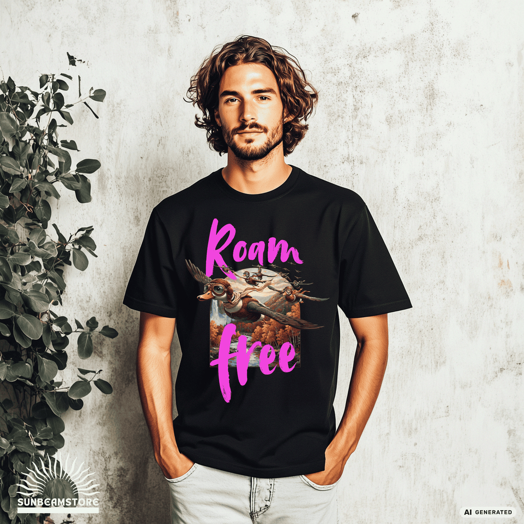 Roam Free – Aviator Ducks Art Shirt— Vintage Flying Duck Nature Shirt
