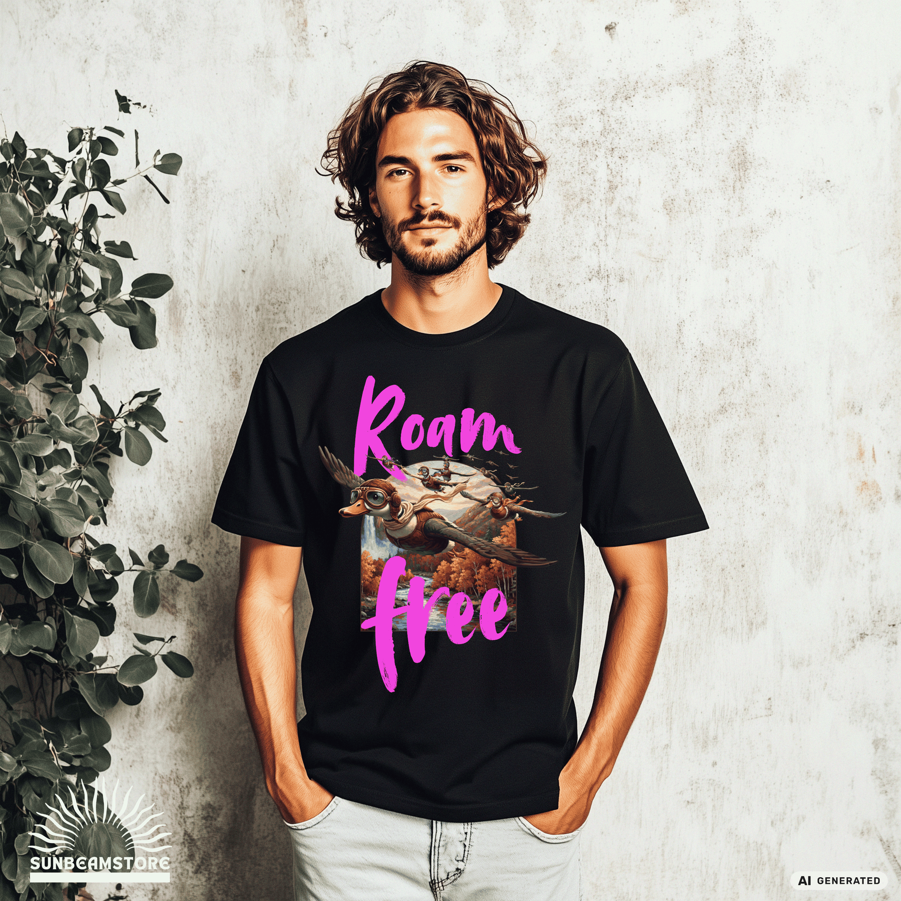 Roam Free – Aviator Ducks Art Shirt— Vintage Flying Duck Nature Shirt