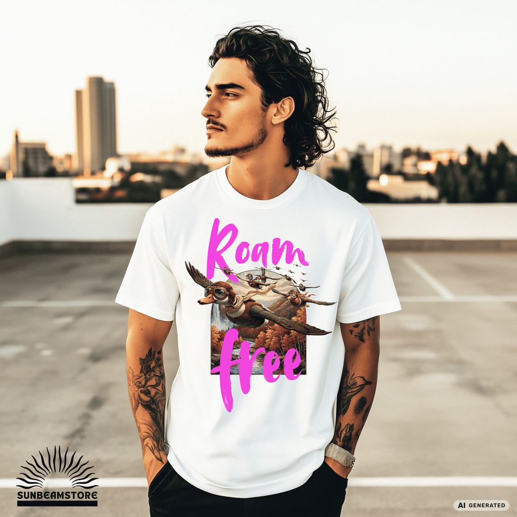 Roam Free – Aviator Ducks Art Shirt— Vintage Flying Duck Nature Shirt