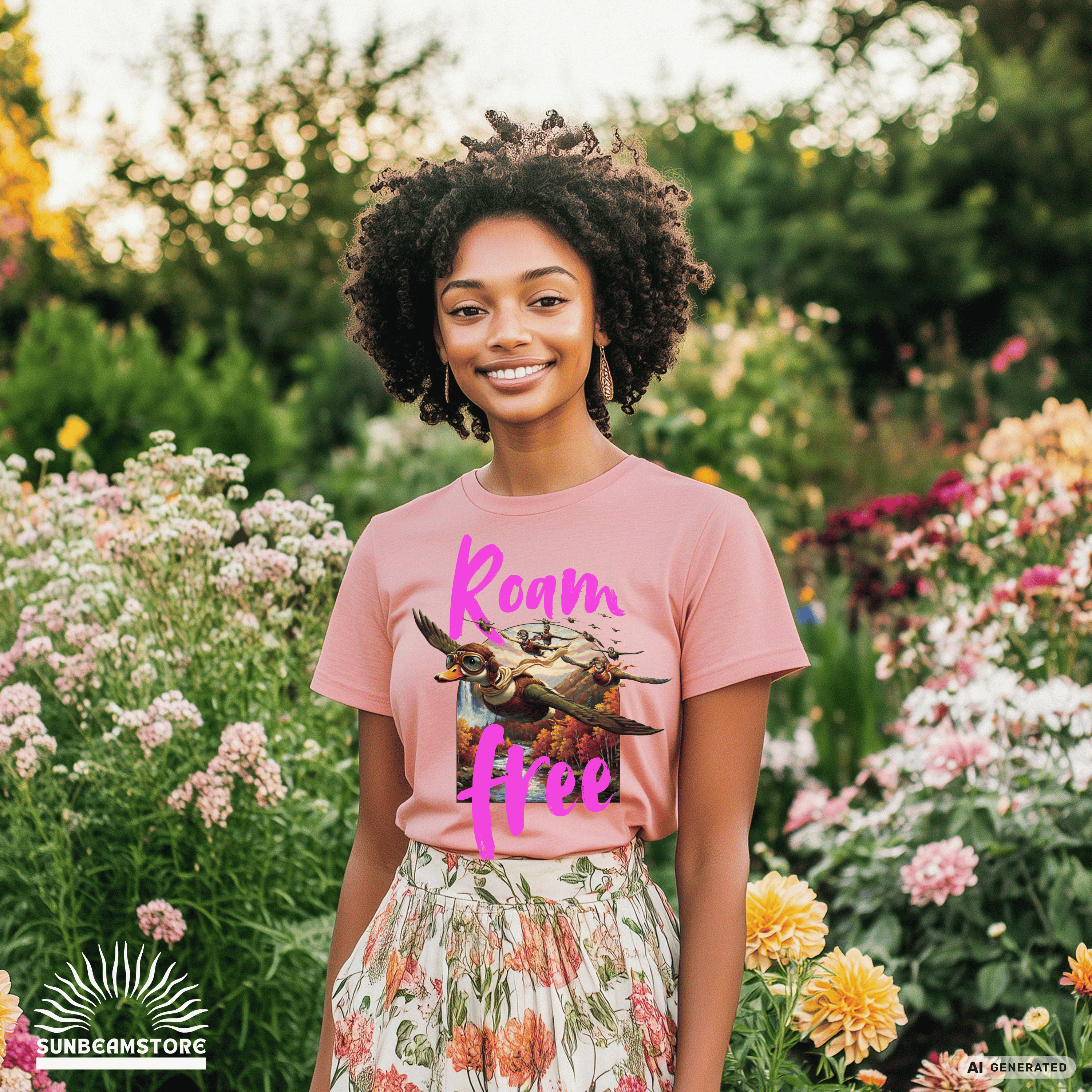 Roam Free – Aviator Ducks Art Shirt— Vintage Flying Duck Nature Shirt