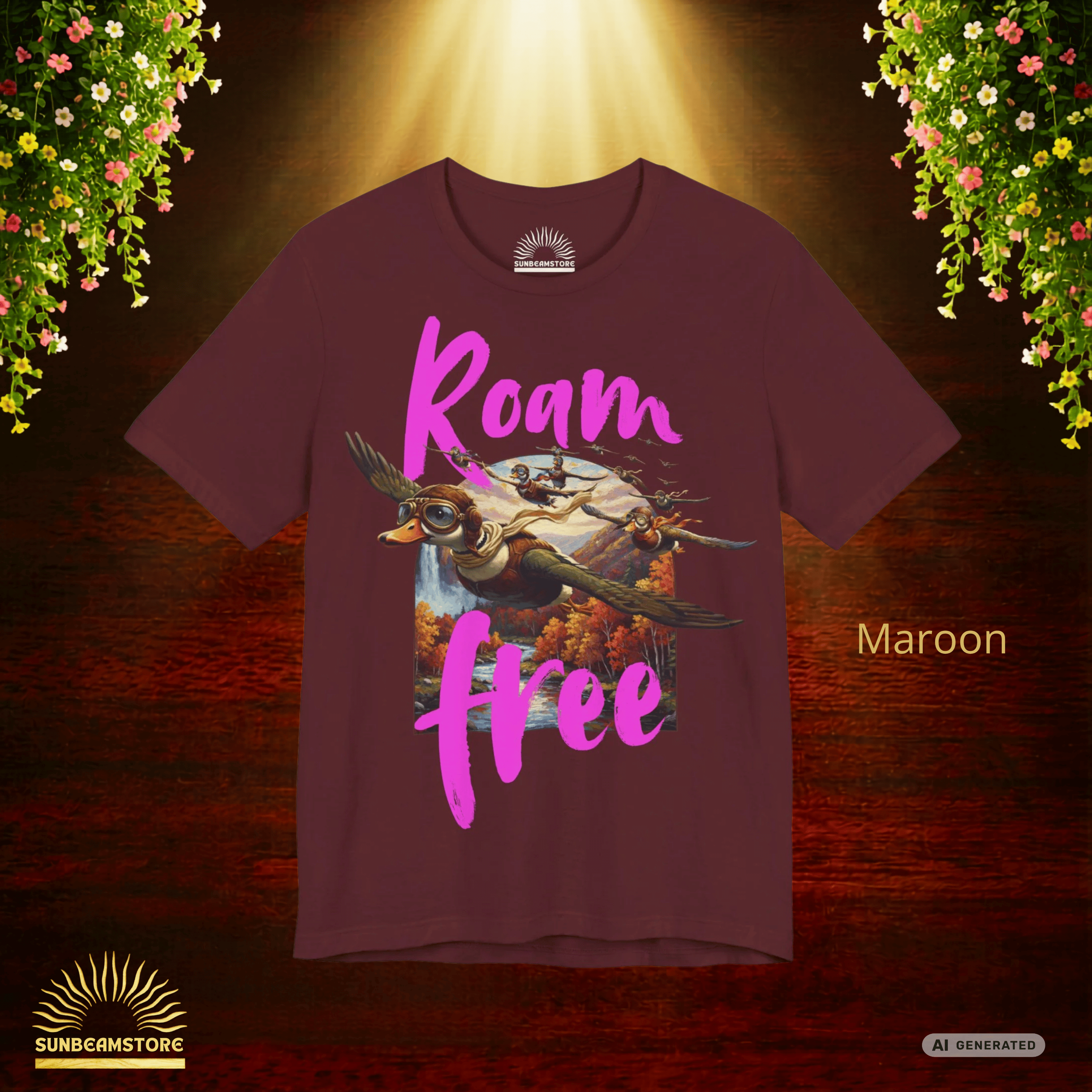 Roam Free – Aviator Ducks Art Shirt— Vintage Flying Duck Nature Shirt