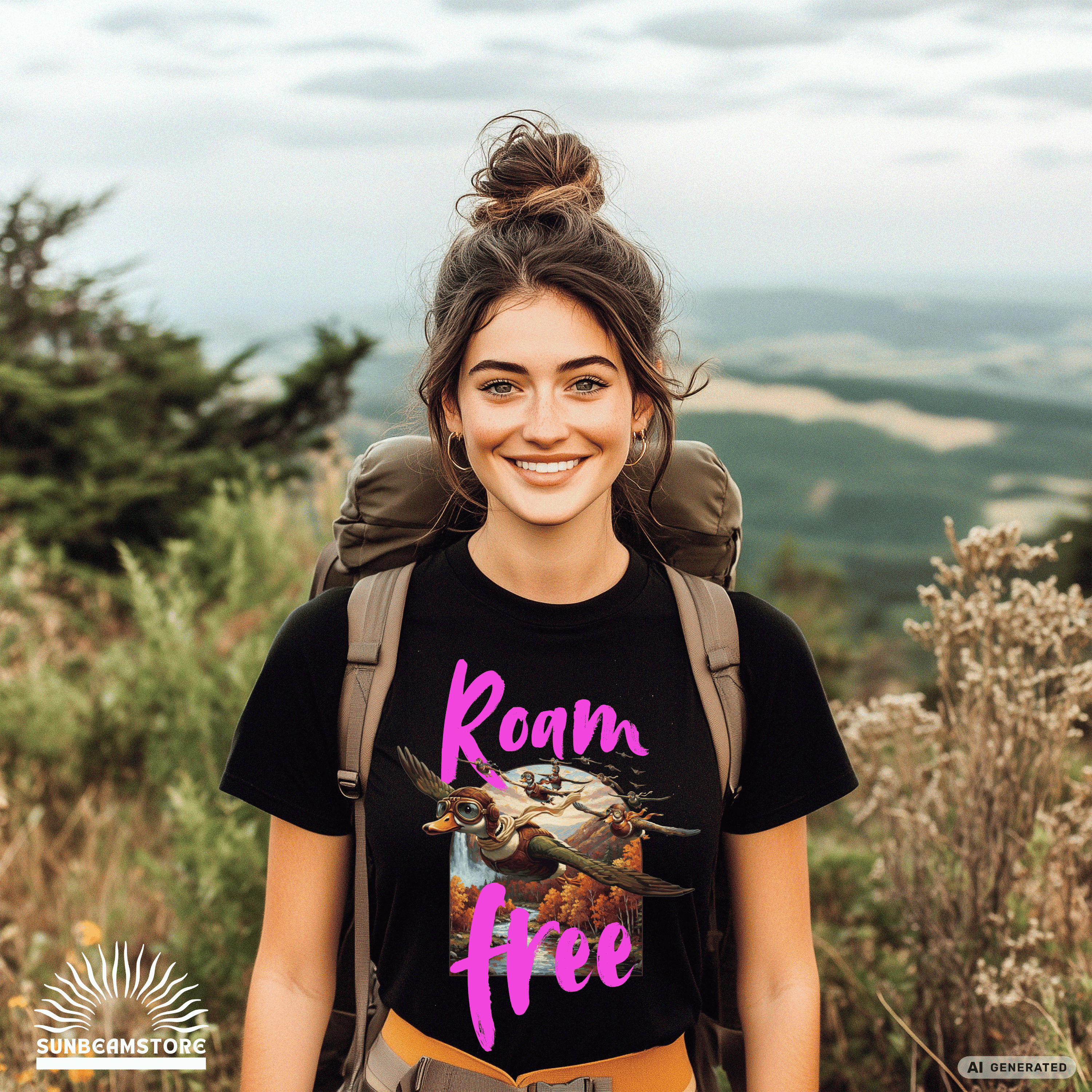 Roam Free – Aviator Ducks Art Shirt— Vintage Flying Duck Nature Shirt