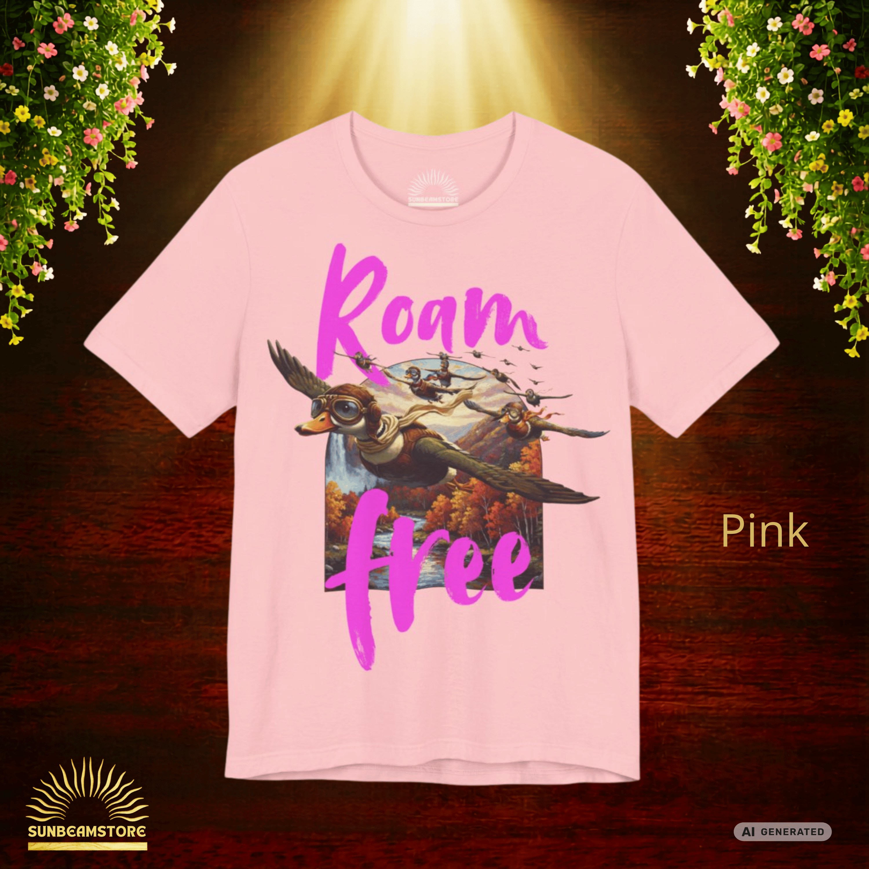 Roam Free – Aviator Ducks Art Shirt— Vintage Flying Duck Nature Shirt